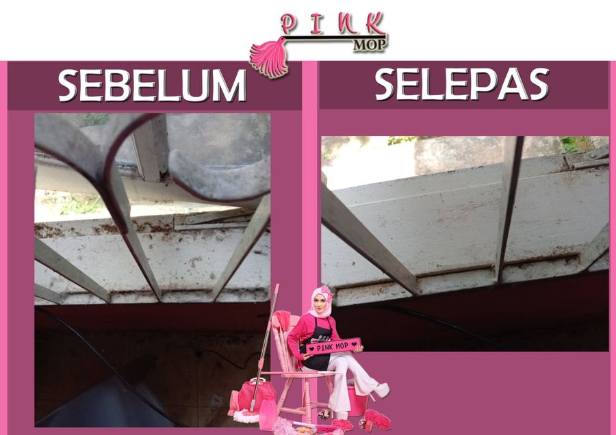 Sebelum & selepas pembersihan bumbung/tingkap