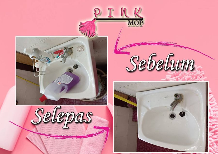Sebelum & selepas pembersihan sinki