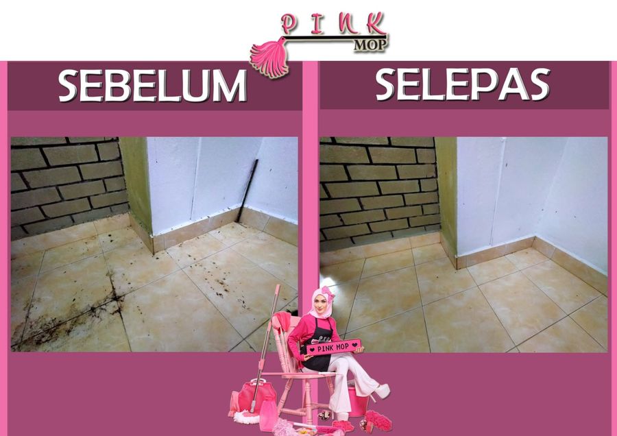 Sebelum & selepas pembersihan sudut lantai