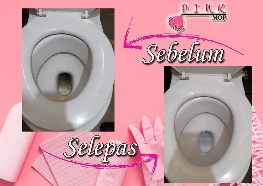 Sebelum & selepas pembersihan mangkuk tandas