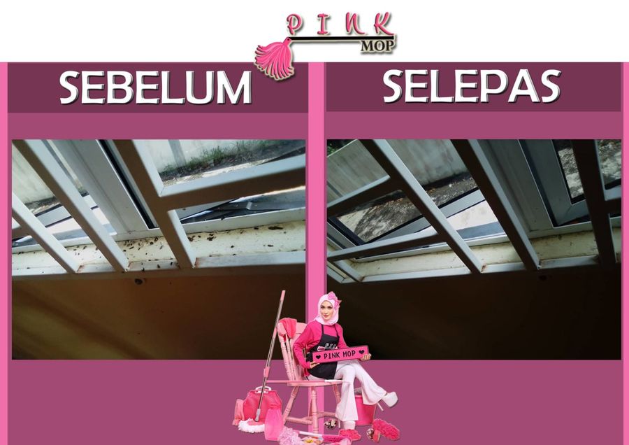Sebelum & selepas pembersihan bingkai tingkap